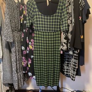 Bailey green and blue polka dot dress